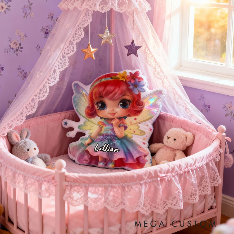 Personalized Red-Haired Elf with Name Graphic 3D Print Pillow Christmas Gift for Kids or Baby Birthday Gift