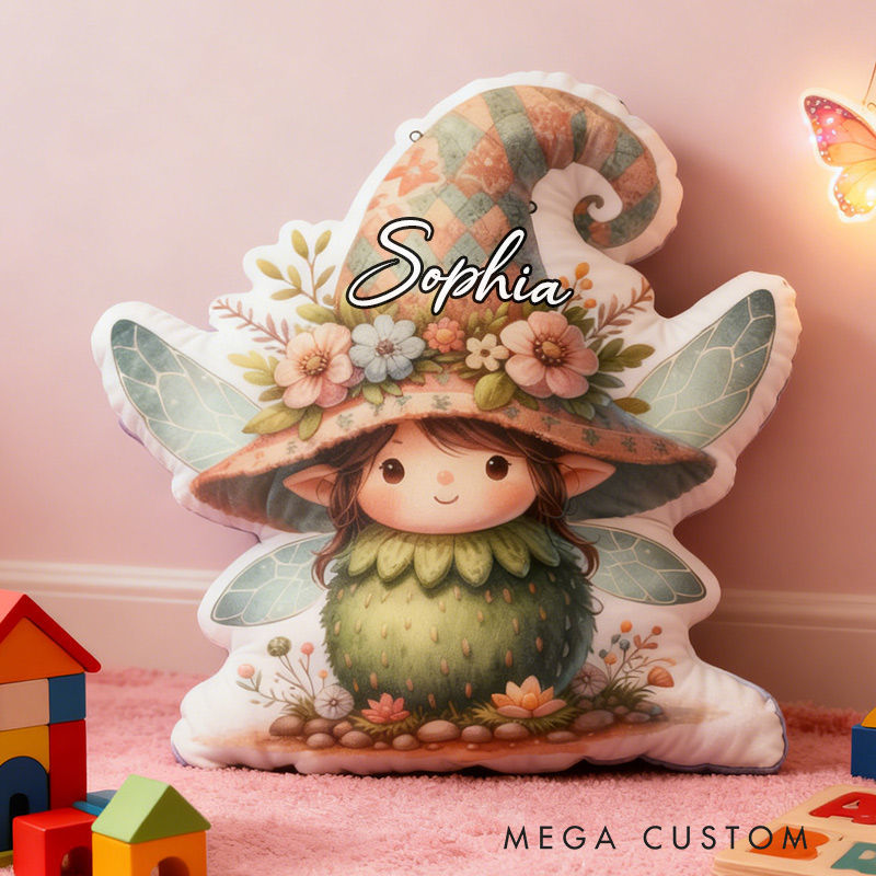 Personalized Fun Girl Pillow Introvert Fairy Gnome Pillow  with Name for Kids Gardening Lovers Gift