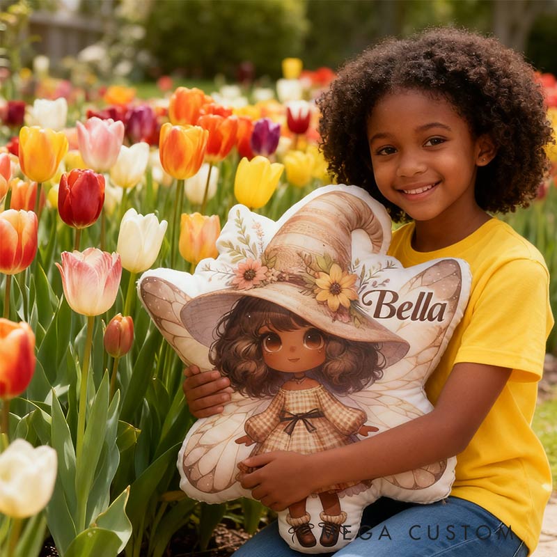 Personalized Charming Garden Fairy Pillow with Custom Name Graphic 3D Print Pillow for Gardening Lovers