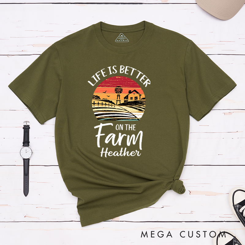 Personalized Life is Better on the Farm T-Shirt Rustic Countryside Shirt Gift for Farmer Outdoors Lover 
