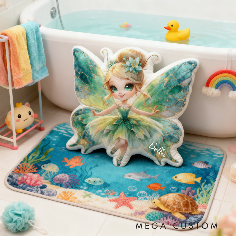 Personalized Butterfly Fairy Throw Pillow Graphic 3D Print Garden Fairy Pillow with Name Pillow for Kids Girl Boy Gardener Christmas Gifts Loving Room Decor