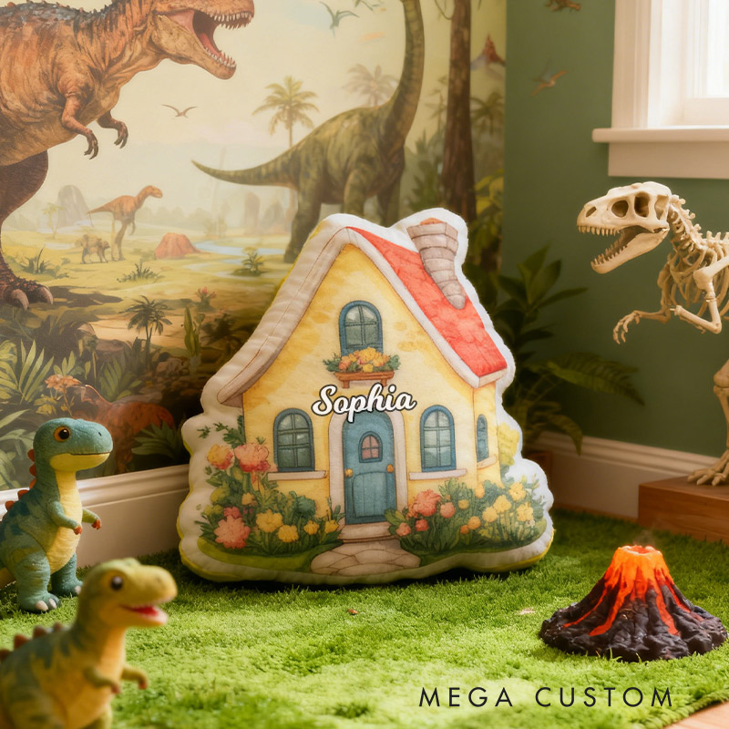 Personalized Cute Cottage House Pillow Graphic 3D Print Custom Name Pillow Gift for Girls Famlily Housewarming Gift Cozy Home Decor