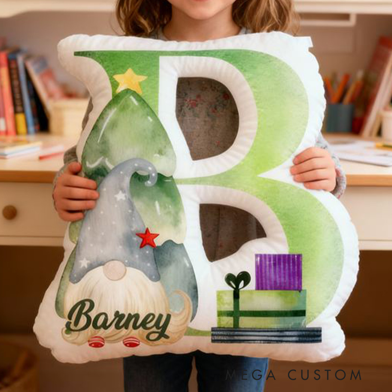 Personalized Initial Pillow Watercolor Style Elf Pillow Custom Name Pillow for Girls Family Gift 