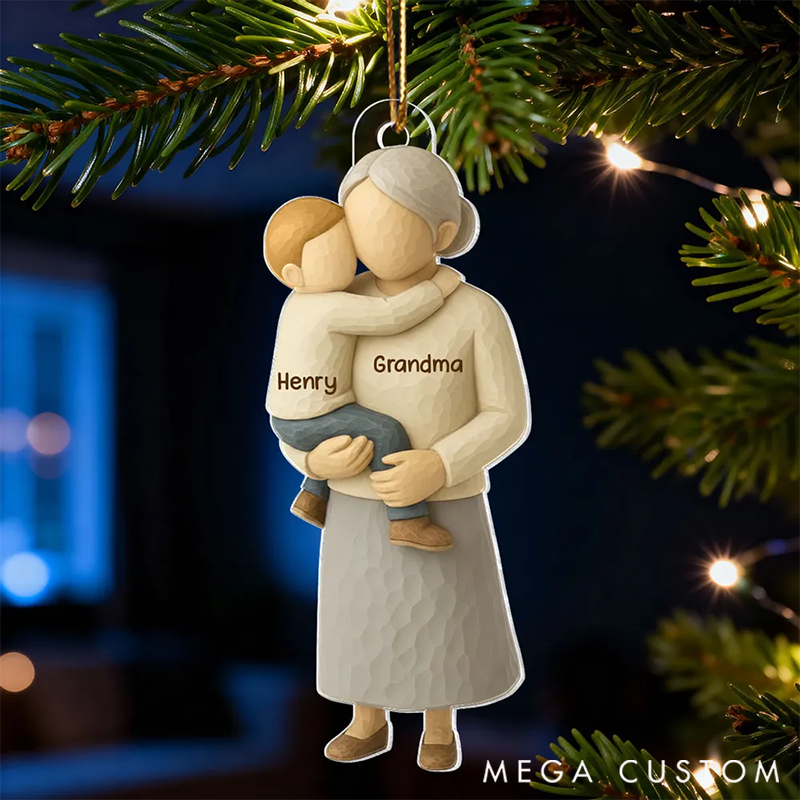 Personalized Grandpa Hugging Grandkid Ornaments Heartwarming Christmas Gift for Grandma