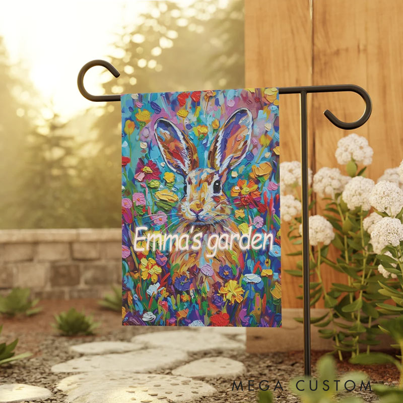 Personalized Spring Bunny Garden Flag Bunny Rabbit Decorations Yard and House Flag Double Sided for Garden Lovers