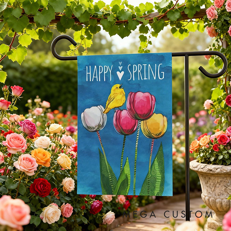Personalized Springtime Serenade Garden Flag Yard Flag Spring Garden Flag Summer Decor Double Sided for Garden Lovers