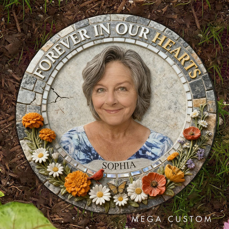 Personalized Memorial Stone Forever In Our Hearts for Loss of Loved One Sympathy Gift Slate Grave Marker Keepsake Bereavement Gift