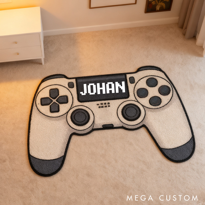Personalized Retro Gamepad Themed Digital Print Carpet for Gamer Room Stream Setup or Teen Bedroom Decor Geek Gaming Lover Gift