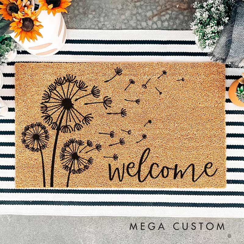 Personalized Dandelion Dream Doormat Welcome Doormat for Garden Lovers