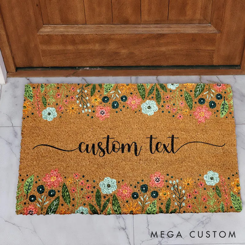 Personalized Wildflowers Welcome Doormat Colorful Floral Doormat for Garden Lovers