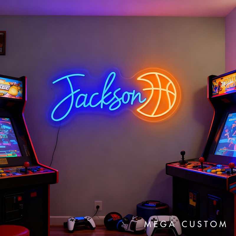 Personalized Basketball Neon Sign with Custom Name for Basketball Enthusiasts