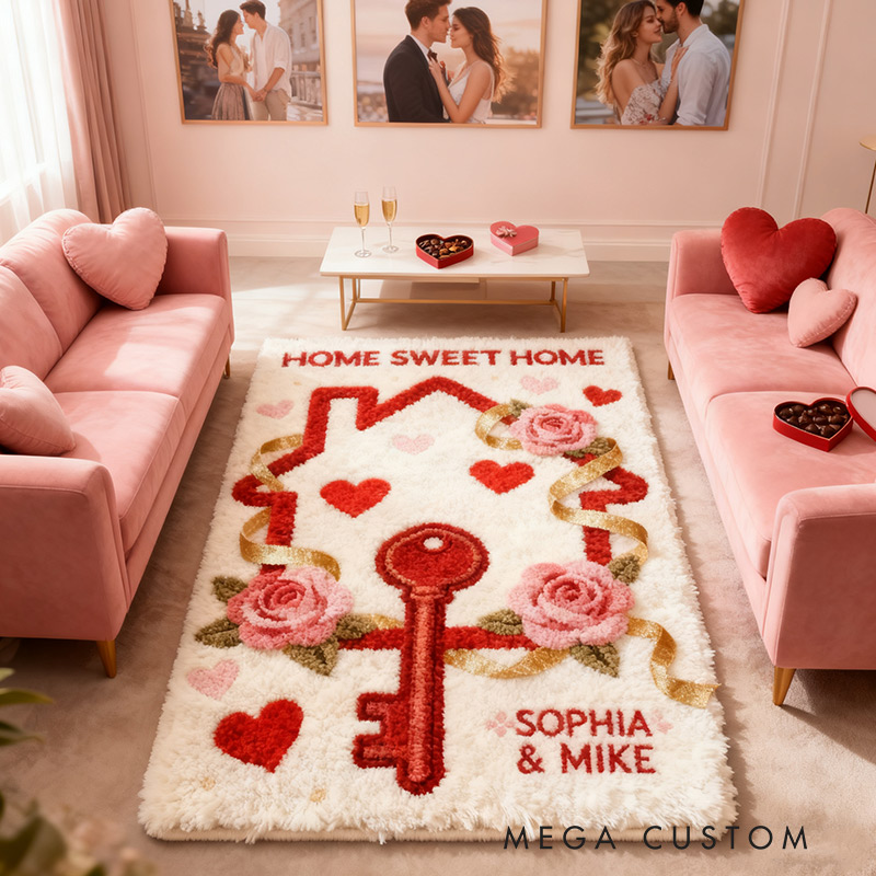 Personalized Home Sweet Home Doormat Custom Name Rug for Couples New Home Gifts Valentine's Day Gifts