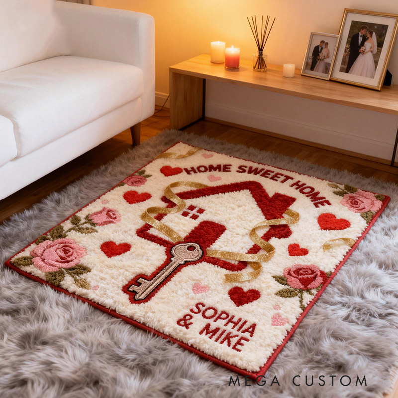 Personalized Home Sweet Home Doormat Custom Name Rug for Couples New Home Gifts Valentine's Day Gifts