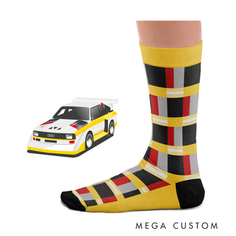 Personalized Racing Car Socks Custom Text  Design Gift for Race Drivers and Car Lovers 