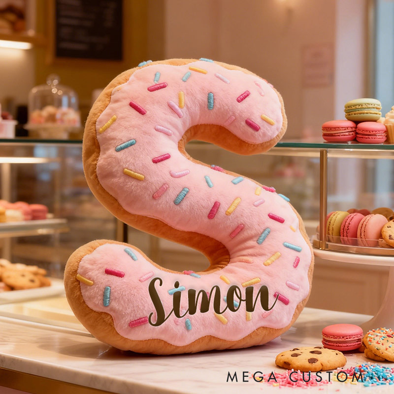 Personalized Pink Sprinkle Initial Pillow Graphic 3D Print Pillow with Name for Baking Lovers 
