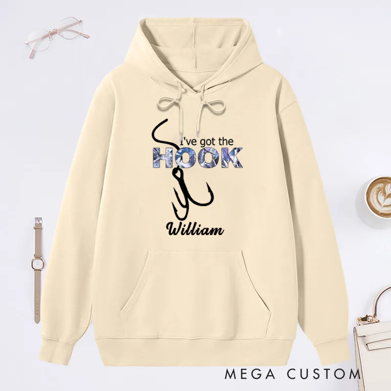 Personalized Fishing Couple Hoodies I’ve Got the Bait or HookDesign Custom Name Romantic Gift for Fishing Lovers Husband Wife Couples