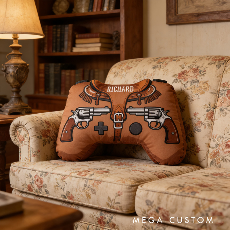 Personalized Graphic 3D Print Western RPG Game Controller Shaped Pillow for Game Lovers Plush Pillow Christmas Gift for Kids