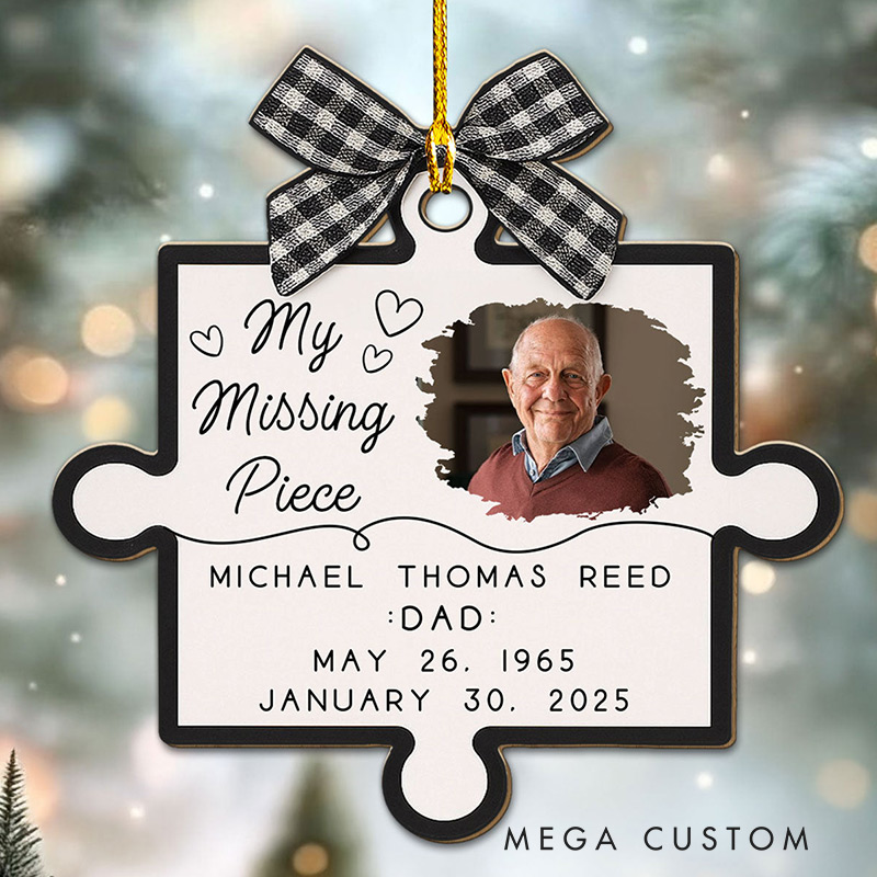 Personalized Memorial Wood Ornament Our Hearts Fit Perfectly Together Sympathy Gift for Loss of Loved One