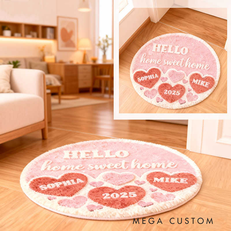 Personalized Home Sweet Home Doormat Custom Names Rug for Couples New Home Gifts Valentine's Day Gifts