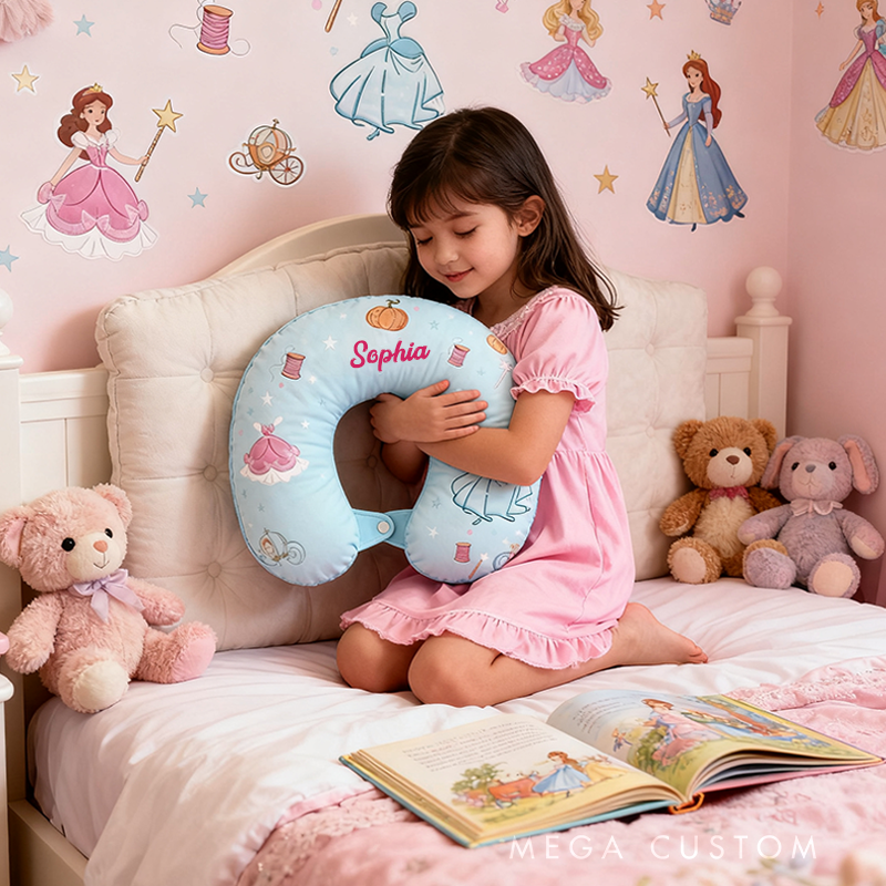 Personalized Graphic 3D Print Tale Blue Fairy Pillow with Custom Name for Magic Lovers Travel Neck Pillow Christmas Gift for Kids