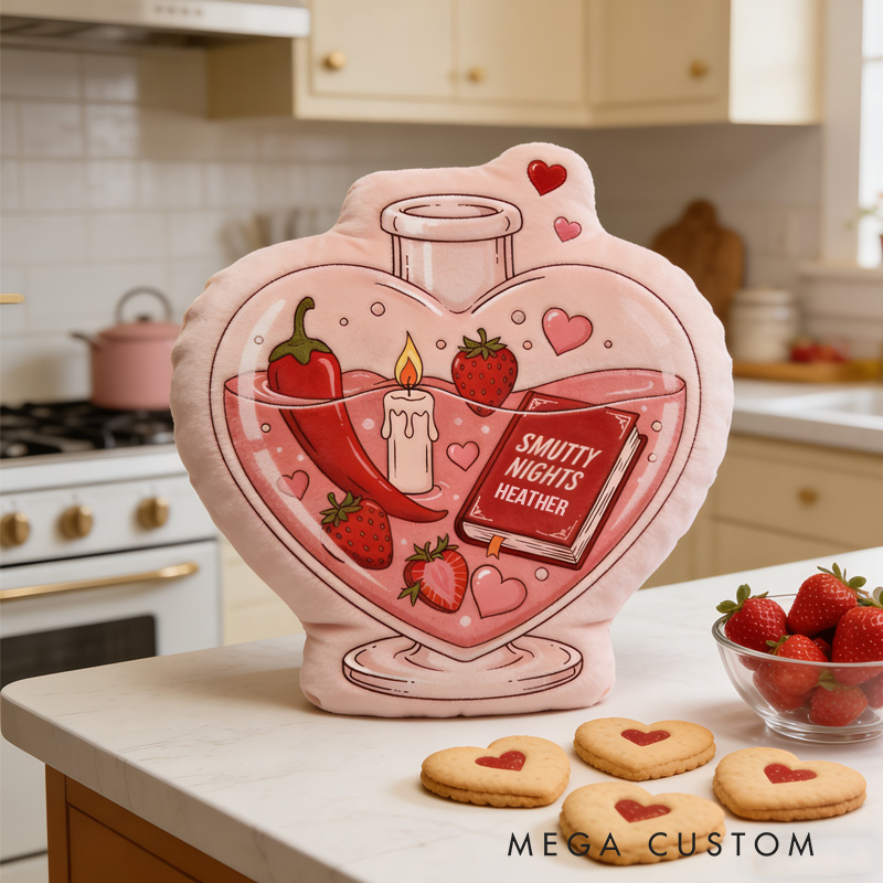 Personalized Book Lover Throw Pillow Graphic 3D Smutty Night Pillow with Name for Girlfriend Wife Bookish Bookworm Valentines Gift