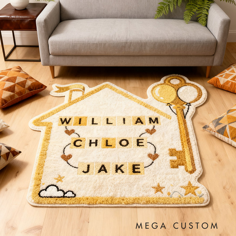 Personalized Sweet Home Doormat Custom House-Shaped Rug with Name New Home Gift Housewarming Gift