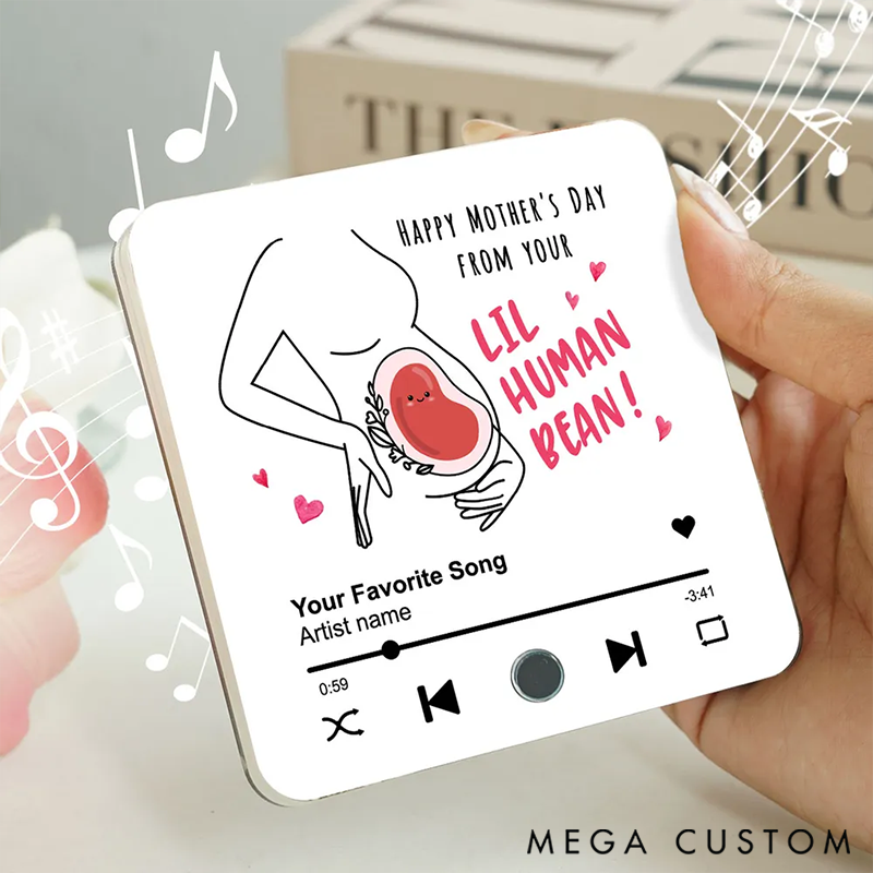Lil Human Bean Personalized Music Fridge Magnet for Mom and Baby