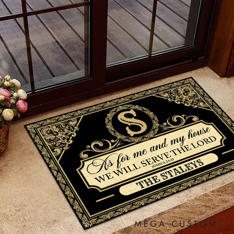 Personalized Welcome Doormat As For Me And My House We Will Serve The Lord Custom Home Mat with Name for Family Housewarming Gift