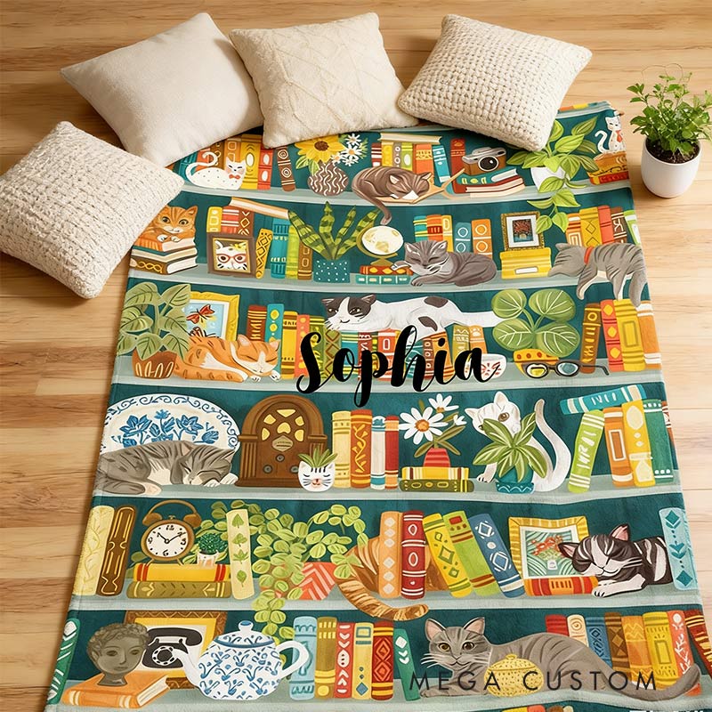 Personalized Botanical Book Nook Blanket Custom Blanket for Book Lovers  Bookworm Librarian Gift
