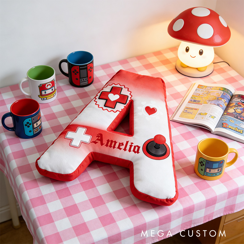 Personalized Love Game Couple Alphabet Shaped Pillow for Game Lovers Valentines Day Gift Plush Pillow Christmas Gift for Couples