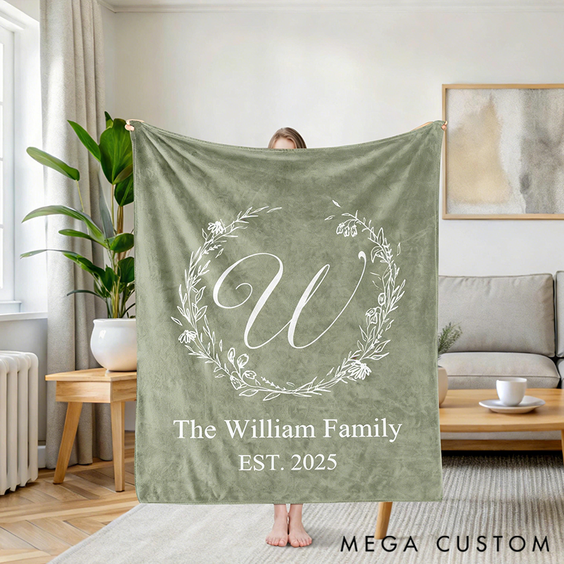 Personalized Family Name Blanket with Name and Date For Family