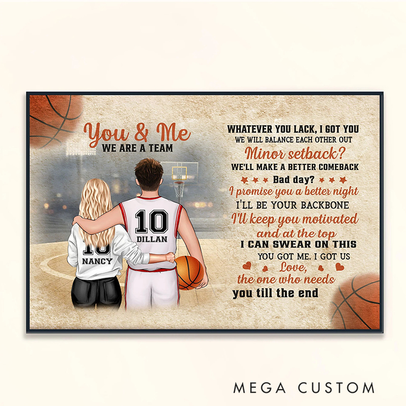 Personalized Basketball Couple Wall Hangings with Custom Names and Numbers Valentine's Day Gifts