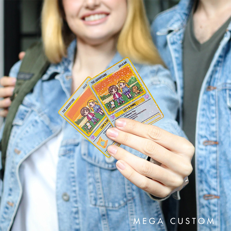 Personalized Cute Pixel Couple Character Classic Game Card with Photo Card Game Collection for Game Lovers Birthday Gift for Couple