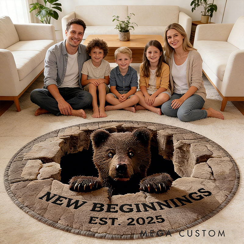 Personalized New Home Rug Custom New Beginnings Rug with Date for Family Housewarming Gift