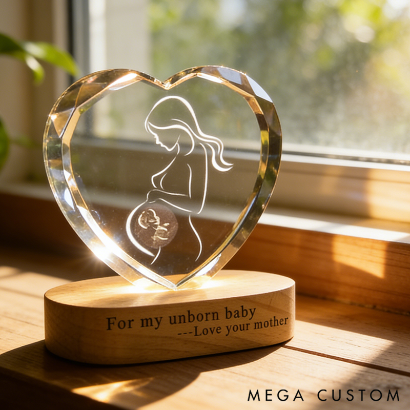 Personalized 3D Crystal Baby Metal Ultrasound Photo Custom Crystal Photo Gift Engraved Baby Photo Crystal Night Light