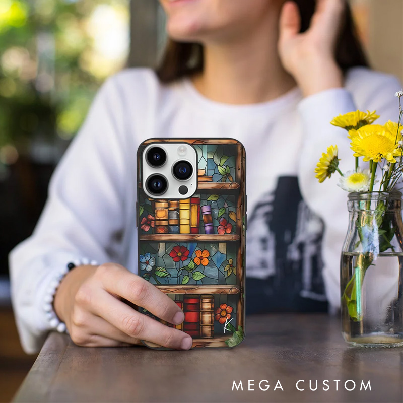 Personalized Floral Book Phone Case Book Lovers Phone Case with Initial or Name for Book Lovers Bookworms Readers Bookish