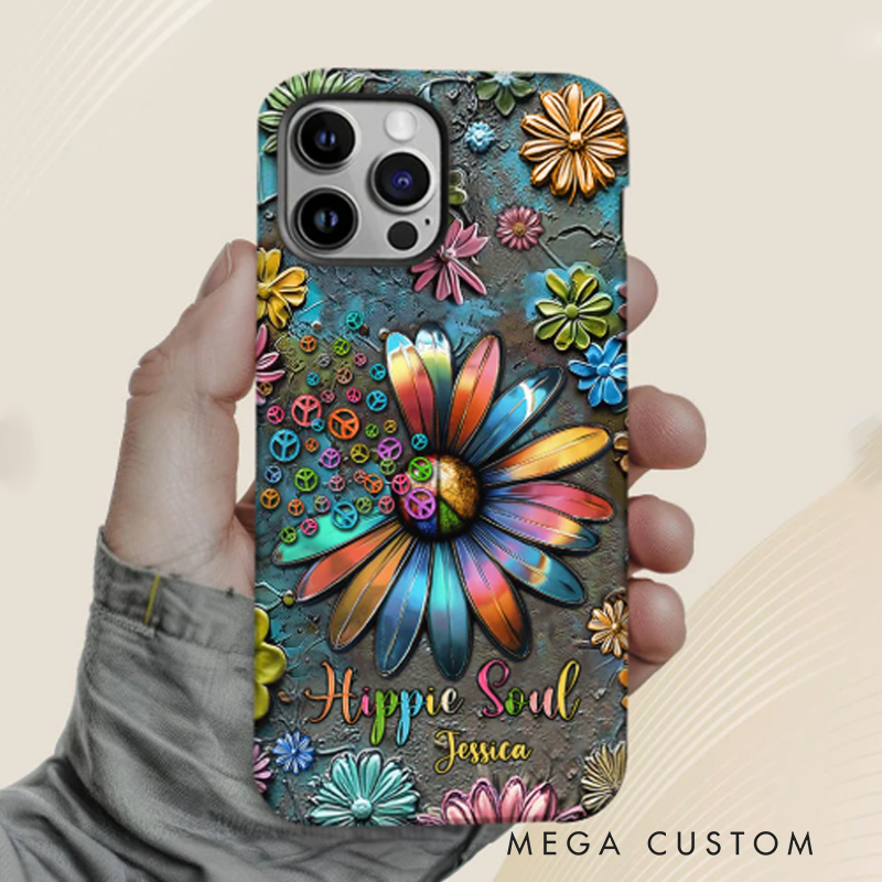 Personalized Hippie Full Print Phone Case Hippie Gifts Colorful Hippie Phone Case Bohemian Phone Case