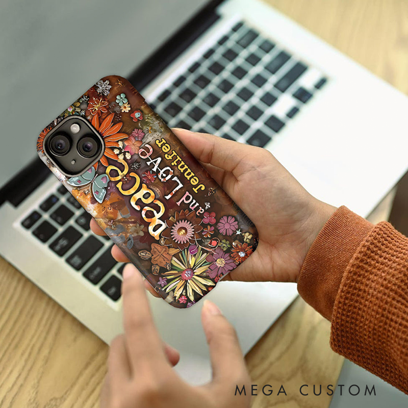 Personalized Name Hippie Accent Phone Case Custom Name Hippie Love and Pesce Theme Case