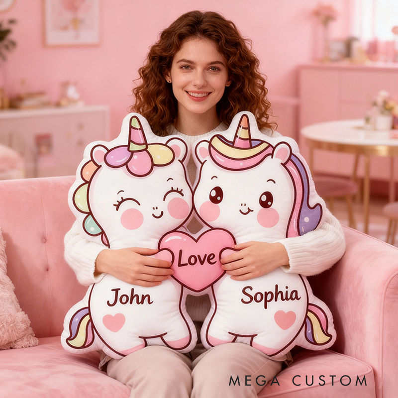 Personalized Valentine's Day Gift Couple Pillow Custom Names Soft Decorative Graphic 3D Print Pillow for Her