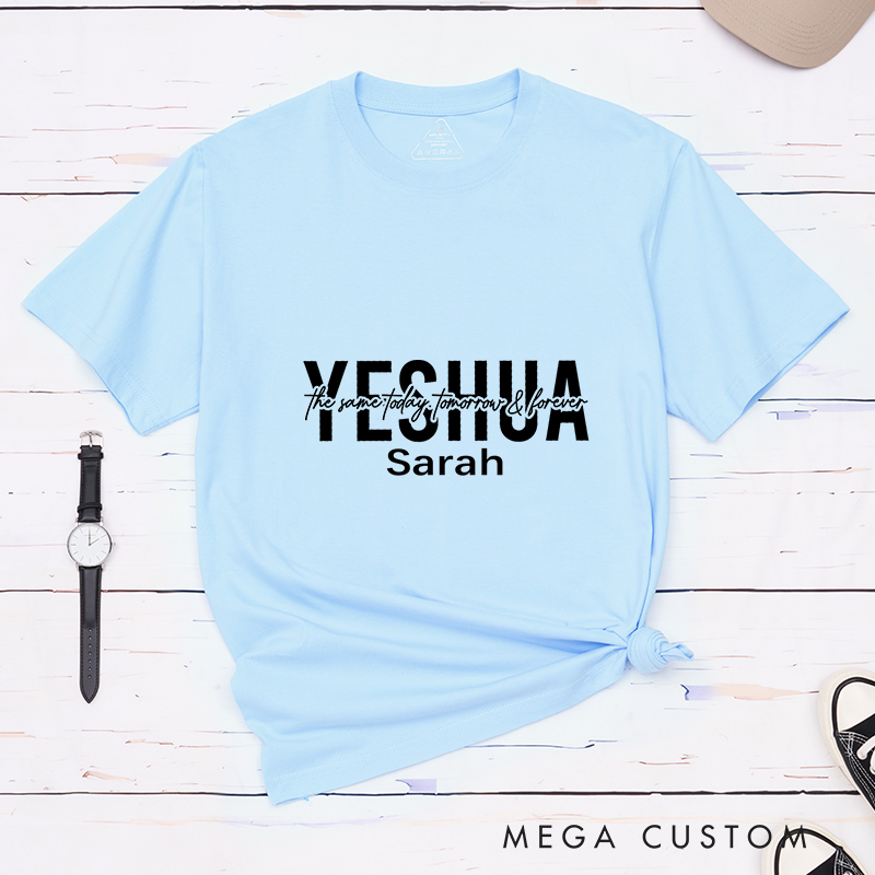 Personalized Yeshua Cotton Bible Verse Classic T-Shirt with Custom Name Christians Gift Birthday Gift Christian Apparel Gift for Jesus Lover 