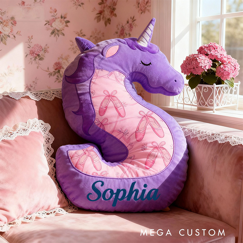 Personalized Graphic 3D Fantacy Ballerina Alphabet Shaped Pillow for Dance Lovers Initial Pillow Christmas Gift for Kids