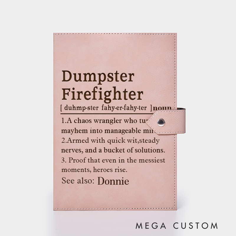 Personalized Firefighter Leather Journal Engraved Firefighter Notebook Custom Name Firefighter Notebook