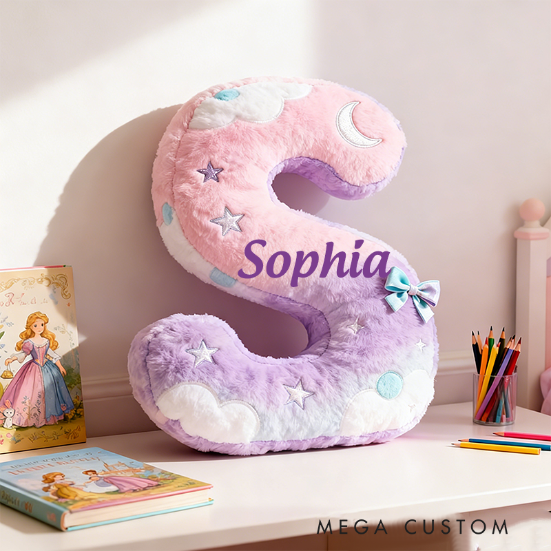 Personalized Colorful 26 Letters Cute Graphic 3D Print Christmas Gift Pillow Cute Magic Beautiful Letter Custom Pillow Gift for Kids
