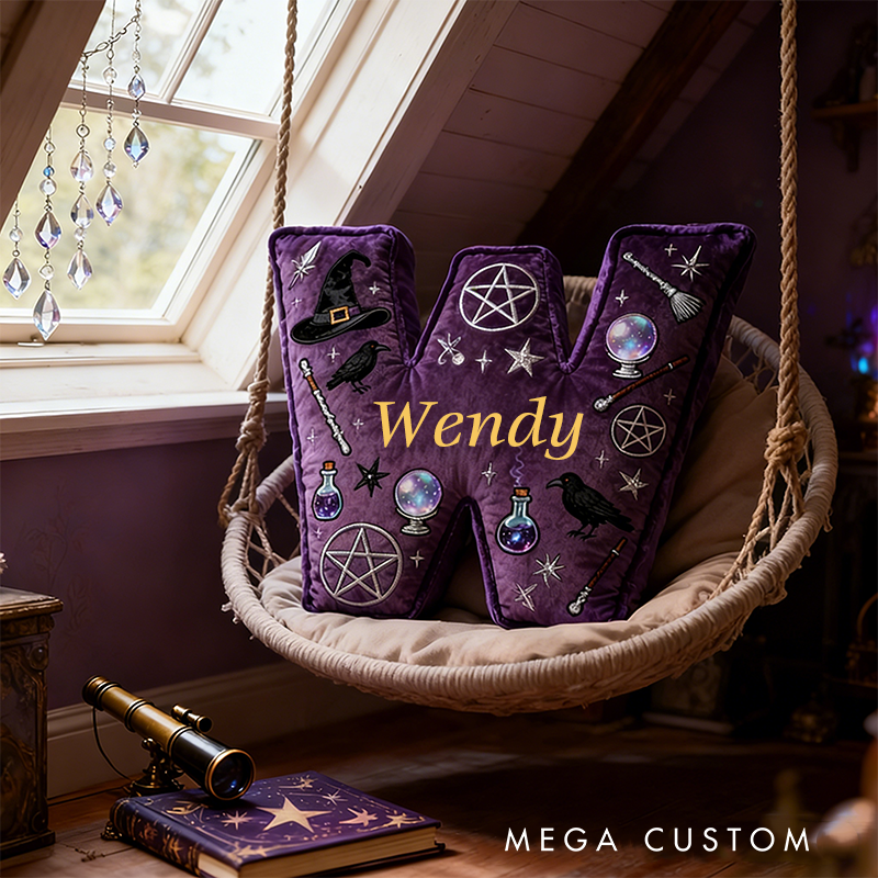 Personalized Mystical Witchcraft Pillow with Pentagrams  Crystal Balls Magic Potions Ravens and Starry Night Design Graphic 3D Print Pillow