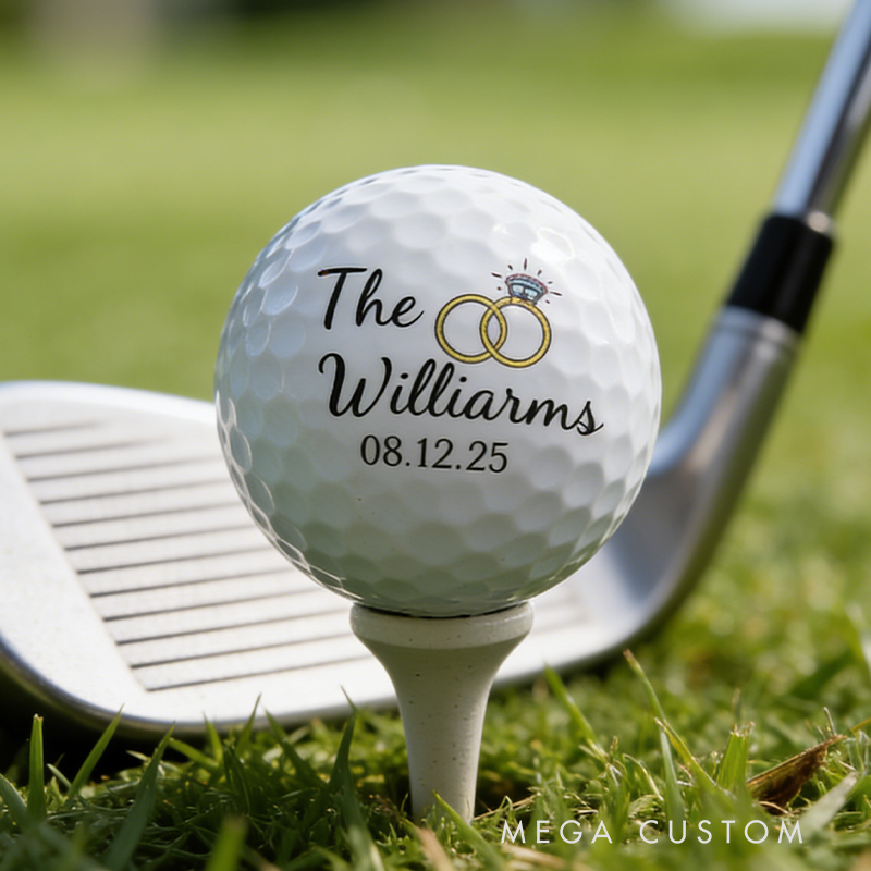 Personalized Wedding Golf Ball with Custom Names and Date for Golf Loving Newlyweds