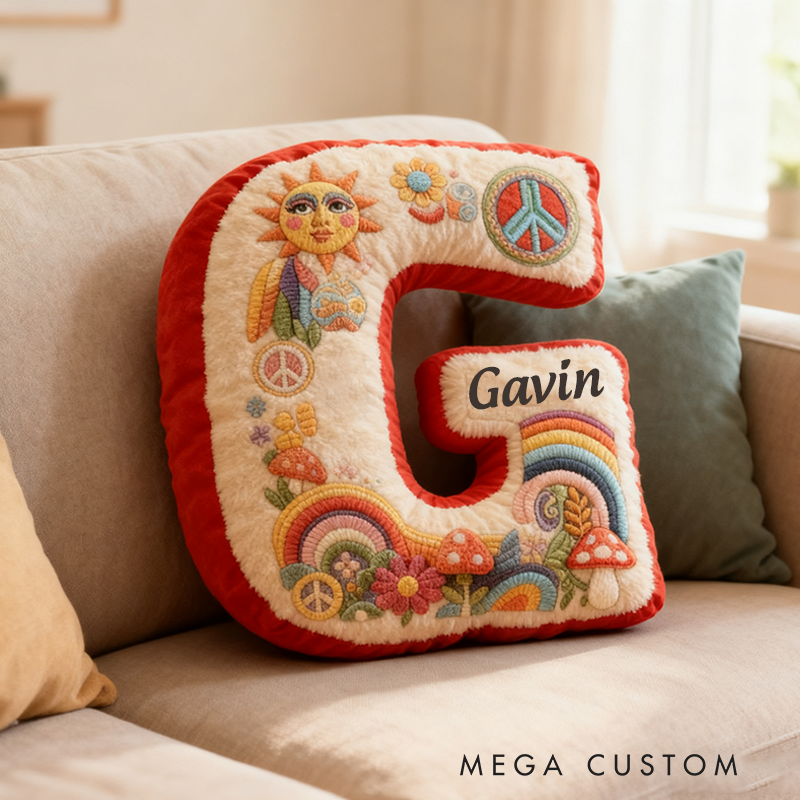 Personalized Colorful 26 Letters Cute Graphic 3D Print Christmas Gift Pillow Beautiful Hippie Letter Custom Hippie Throw Pillow for Kids