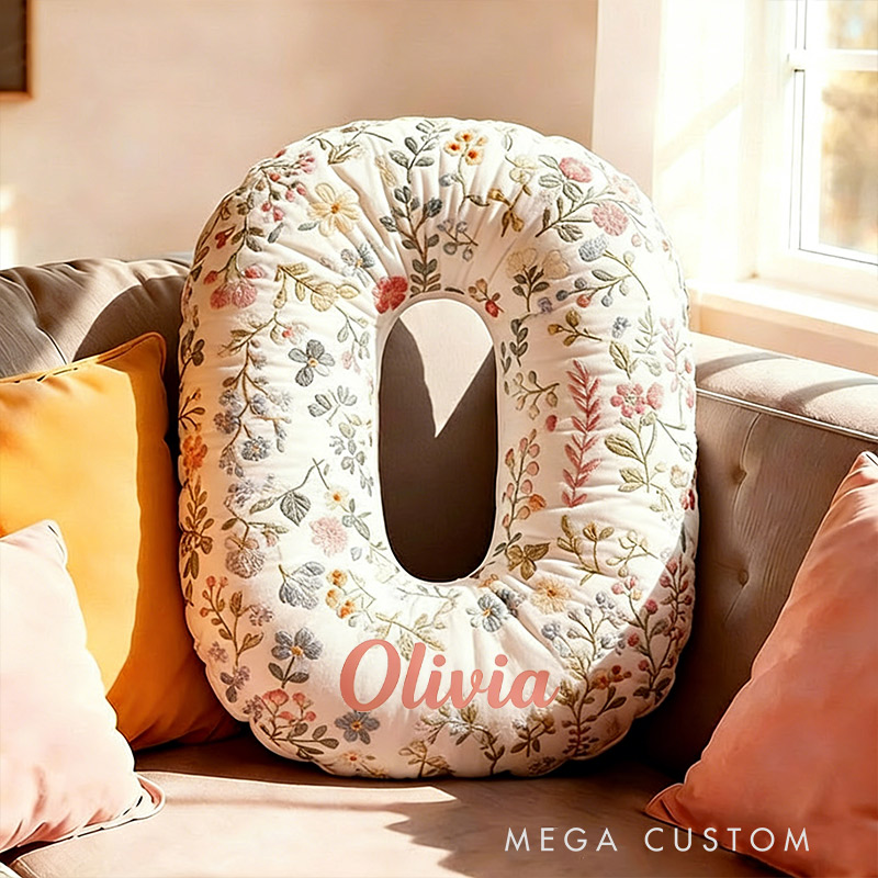 Personalized Flower Letter Pillow with Name Graphic 3D Print Custom Double Sided Pillow Gift for Kids Gardening Lovers Gift