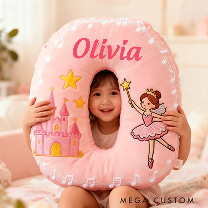 Personalized Colorful 26 Letter Castle Pattern Cute Graphic 3D Print Pillow Cute Magic Beautiful Letter Custom Pillow Gift for Kids