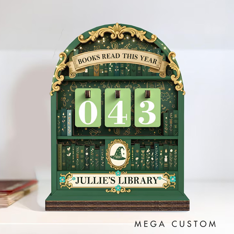 Personalized Books Read This Year Counter Vintage Book Read Tracker with Name Library Sign for Book Lover Bookish Librarian Reader Christmas Gift