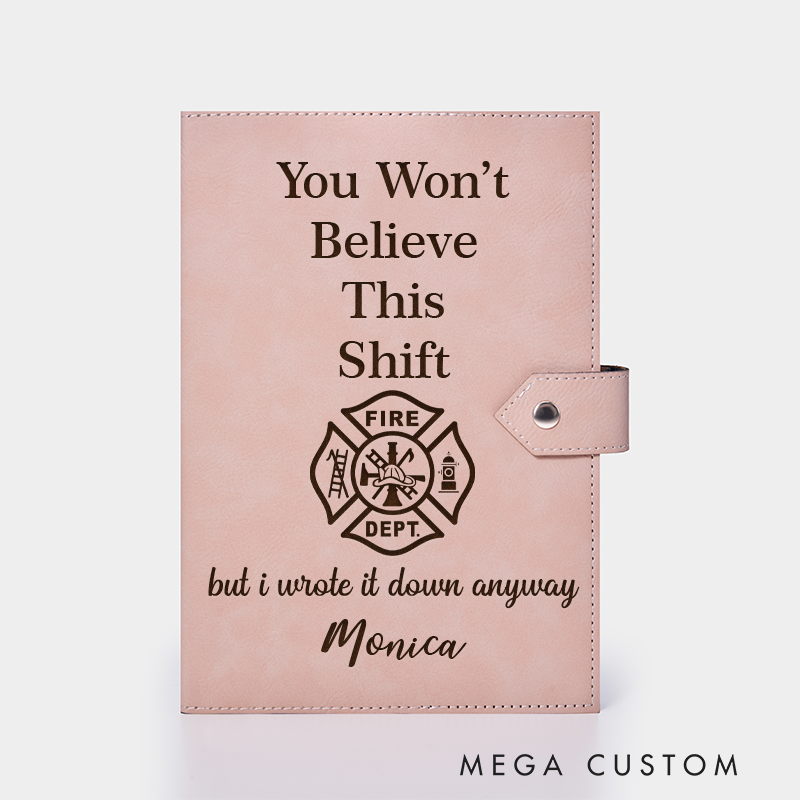 Personalized Firefighter Leather Journal Engraved Firefighter Notebook Custom Name Firefighter Notebook